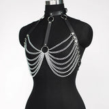 Rib Cage Harness Chest Body Harness Gothic Punk Faux Leather & Chains