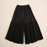 Mori Girl Embroidered Cotton Wide Leg Layering Pants