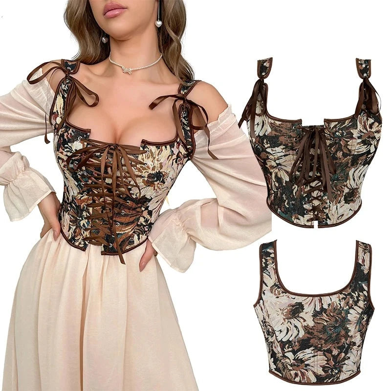 Meadow's Renaissance Lace Up Boned Floral Corset