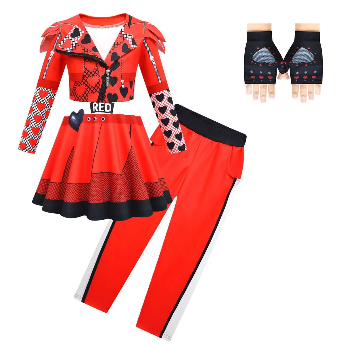 Descendants Red Costumes Girl Halloween Costumes The Rise of Red Cosplay Dress  3-12Y