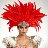 Venetian Carnivale Style Glitter Sequins Feather Crown Costume Headpeice