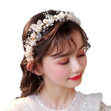 Girls Pearl Flower Wreath Floral Garland Head Hoop