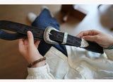 Bobby Ray's Genuine Leather Western Cowboy Court Style Embossed Steel Buckle Belt