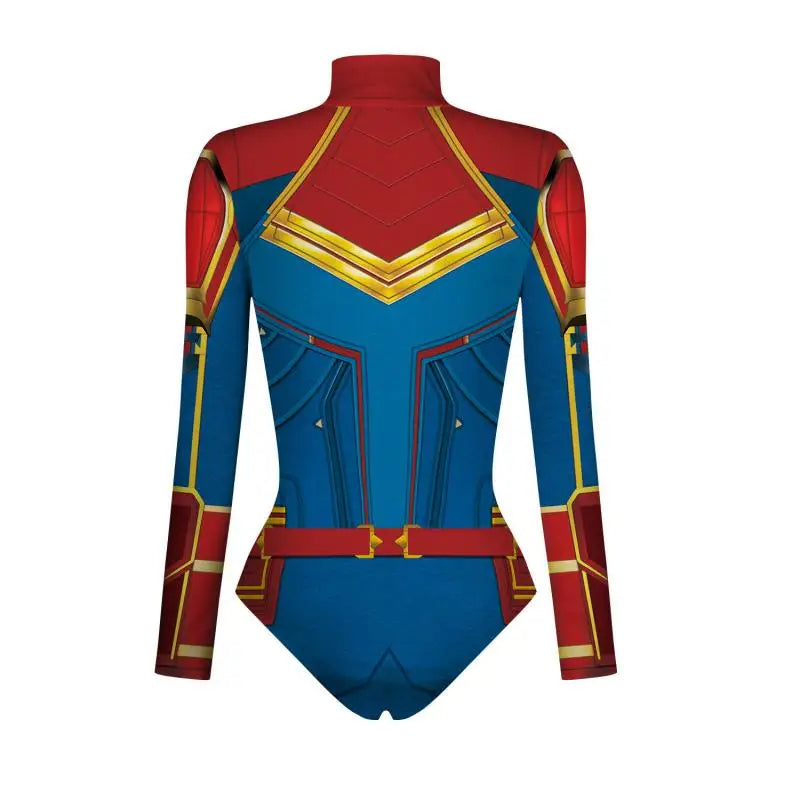 Spiderman Captain America Superhero Printed Long Sleeve Swimwear One-piece Surfing Swimsuit