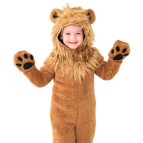 Child Kids 2-12Y Fleece Furry Lion King and Fox Costume Rompers Set Cosplay Halloween Fancy Dress