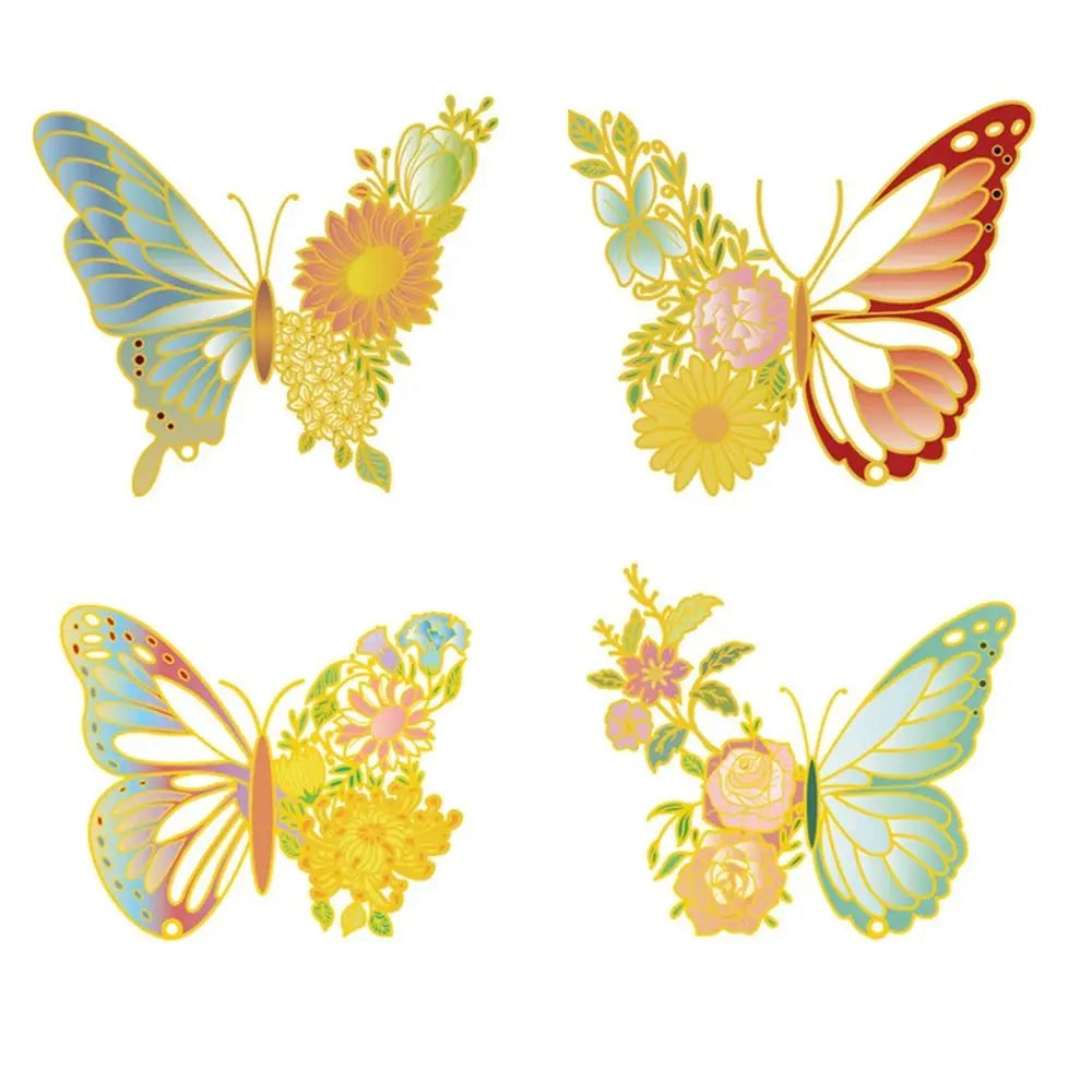 Butterfly Flowers Metal Tassel Bookmarks