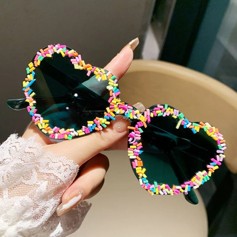 Doughnut Sprinkles Love Heart Sunglasses