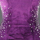 Purple Velvet  Latin Dance Competition Bustle Dress Line Skirts Stage Costume