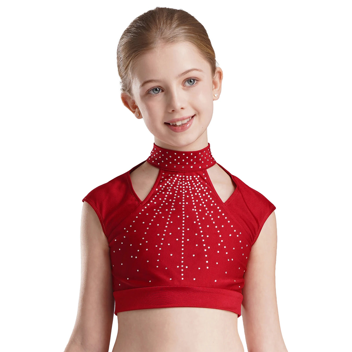 Girls Dance Crop Tops Figure Skating Modern Dance Gymnastics Stage Performance