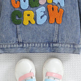 Cousin Crew and Sisters Letter Printed Denim Jackets for Girls