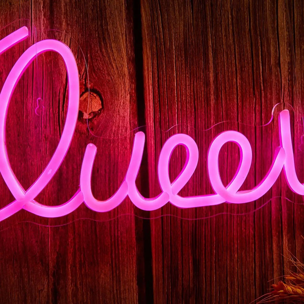 LED Neon Pink Queen USB Night Light Wall Art Room Decor Lamp