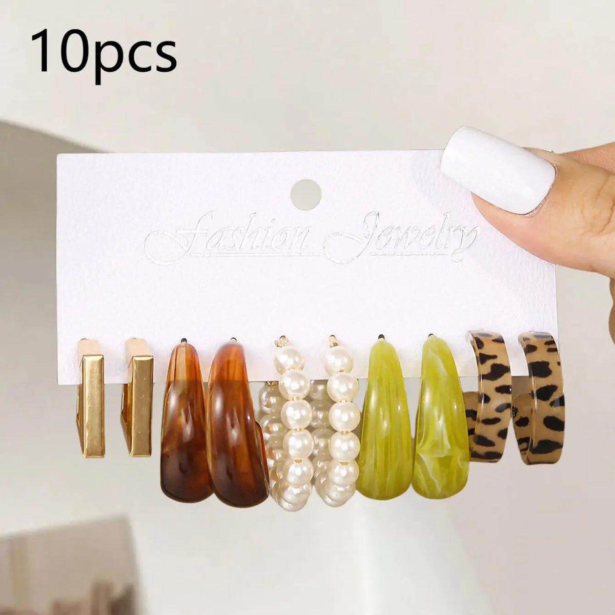 Sets of Vintage Style Multi-colour Hoop Earrings Set Water Drop C-shaped Designs
