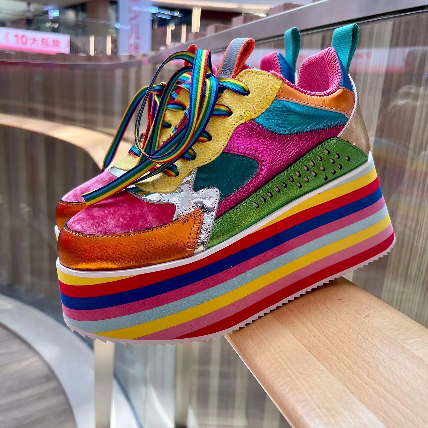 Rosie s Rainbow Sneakers Chunky Platform Shoes Woodland Gatherer BNPL
