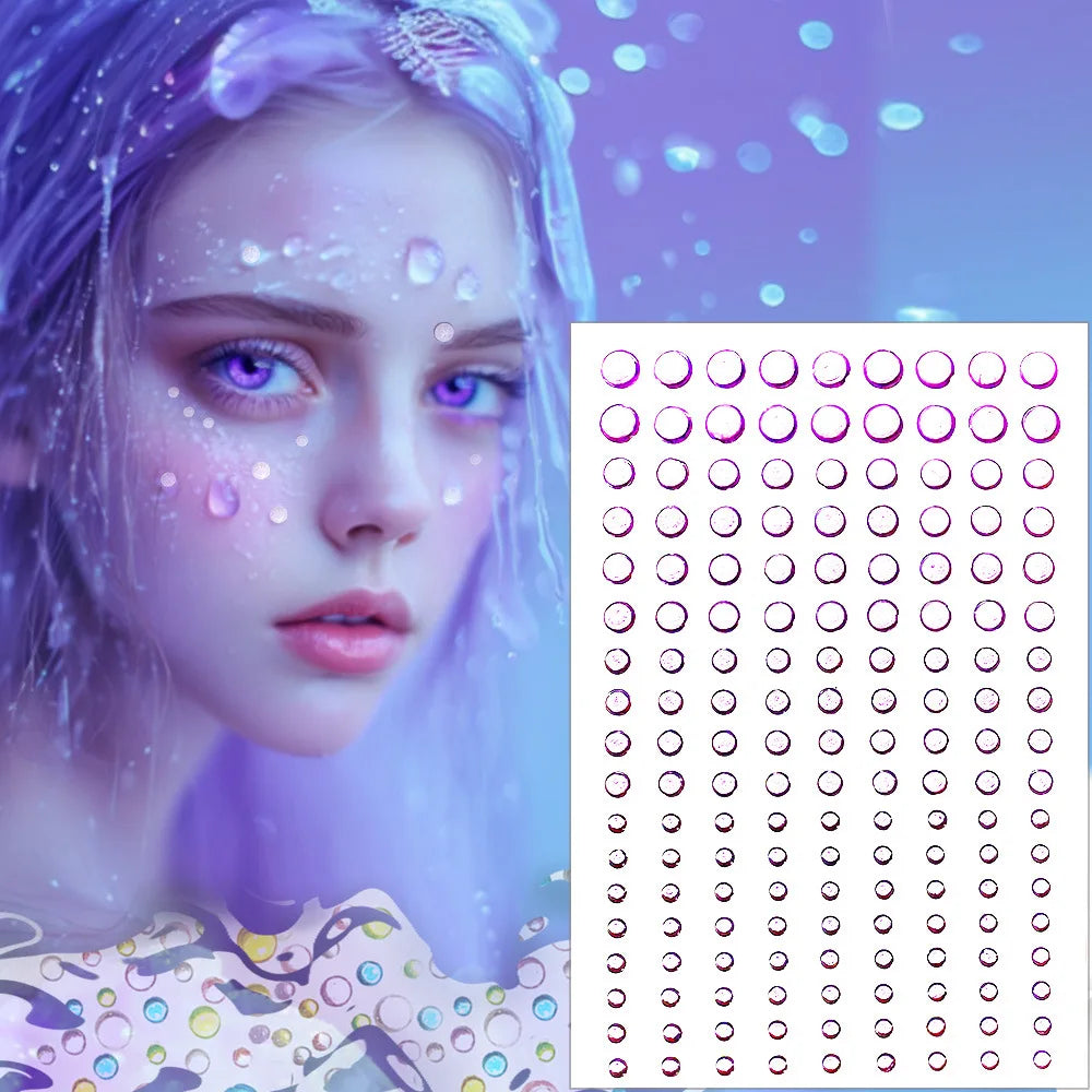 3D Water Drop Self Adhesive Dew Drops Eyes Face Makeup Stickers Festival Body Art Costume