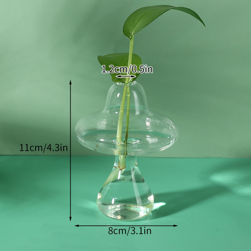 Mushroom Glass Vase Plant Hydroponic Terrarium Vase