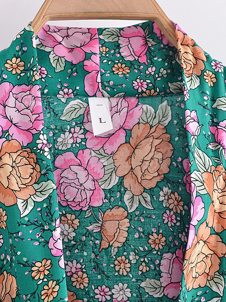 Teal Boho Kimono Wrap Top
