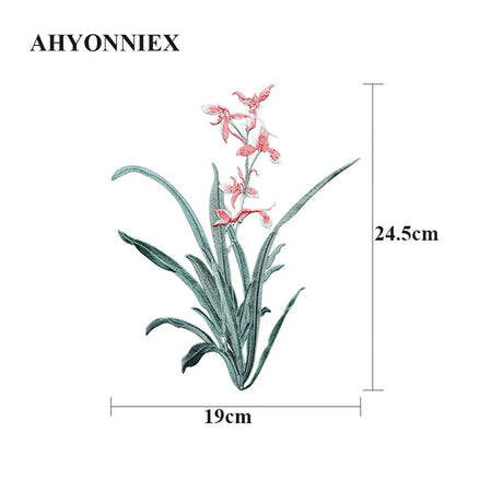 Orchid Flower Iron on Applique Floral Patch DIY Craft 19 X 24.5CM