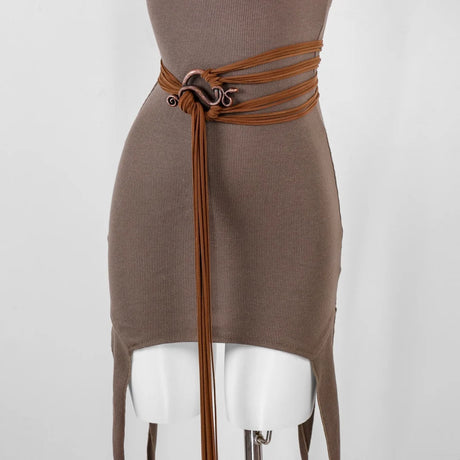 Medieval Norse Ren Faire Leather Rope Brass Belt