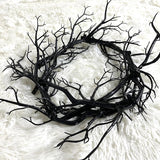 Halloween Black Twig Wreath With Red LED Light Front Door Hanging Home Decor