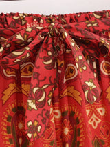 Nuri's Boho Red Floral Print Wide Leg Pants