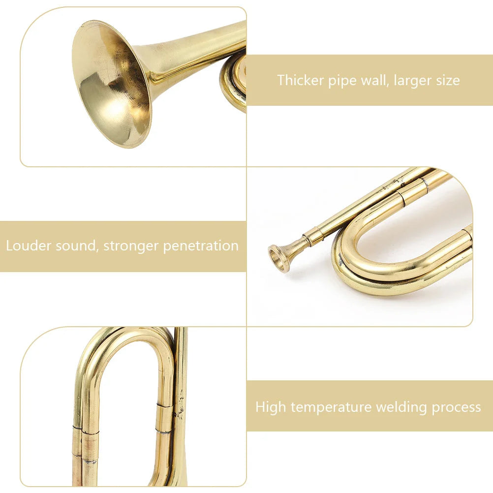 Bugle Trumpet Brass Cavalry Horn with Mouthpiece for School Band Cavalry Military Orchestra Musical Instrument