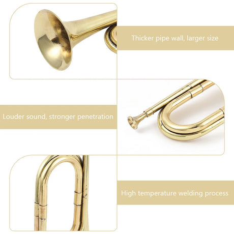Bugle Trumpet Brass Cavalry Horn with Mouthpiece for School Band Cavalry Military Orchestra Musical Instrument