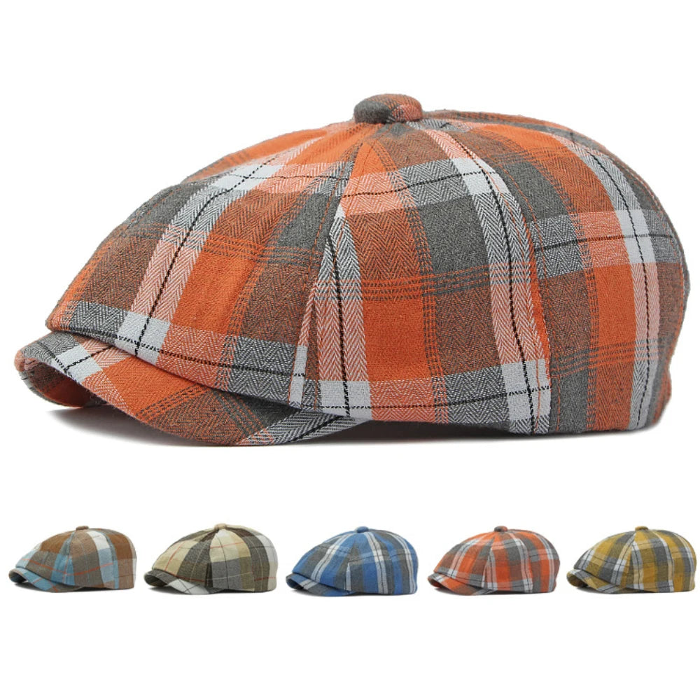 Plaid Newspaper Boy Beret Caps