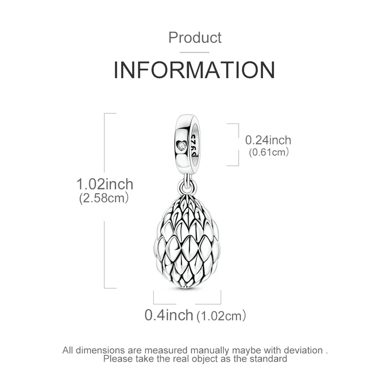 Baby Dragon Egg Openable Charm 925 Sterling Silver