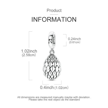 Baby Dragon Egg Openable Charm 925 Sterling Silver