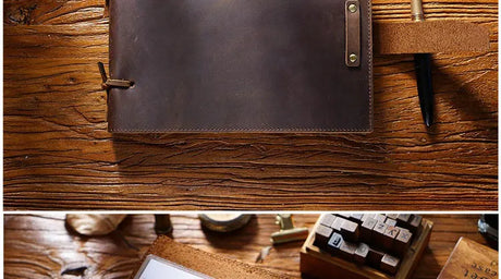 Stitched Genuine Leather Notebook 6 Colours Handmade Journal with Lock Blank Kraft Paper 200 Pages Sketchbook