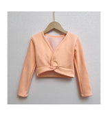 Plush Girls Ballet Wrap Tops Long Sleeve Dance Warm Up Sweater