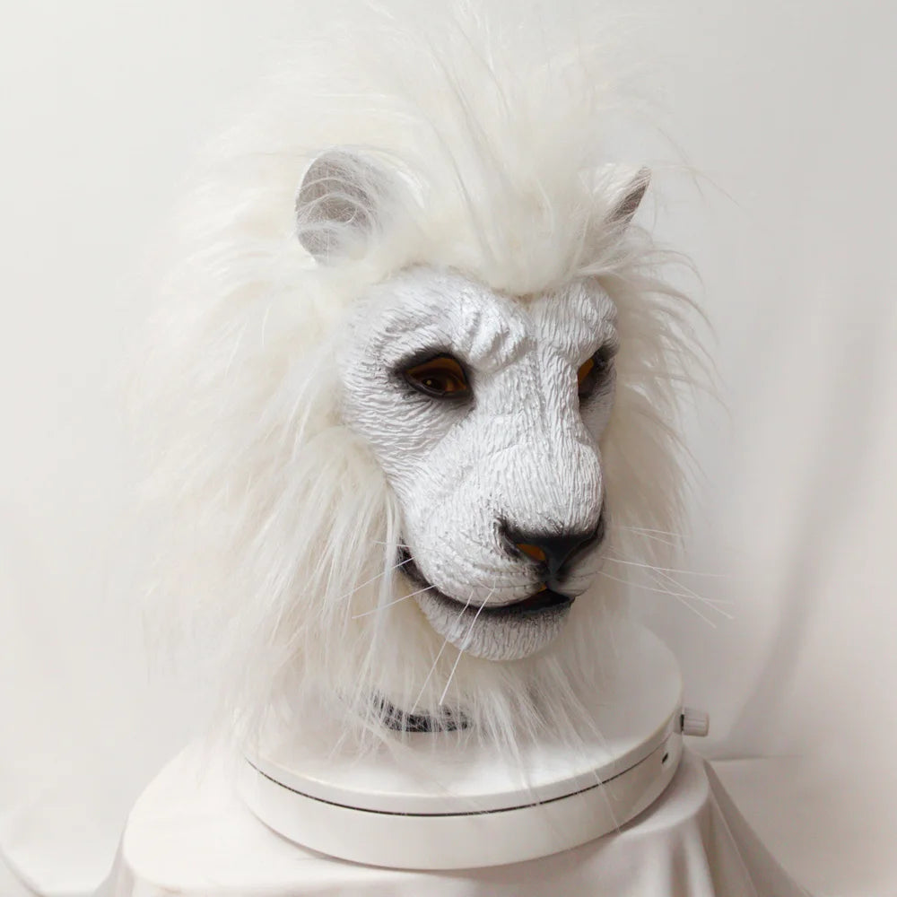 Lion Mask Cosplay Beast White Lion Latex Masks Book Week Halloween Party Costumes Props
