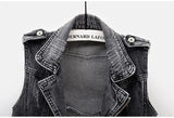 Black Denim Sleeveless Jacket Grunge Ripped Vest