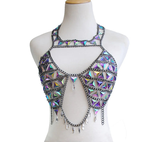 Gem Patchwork Festival Halter Tops Party Crop Top