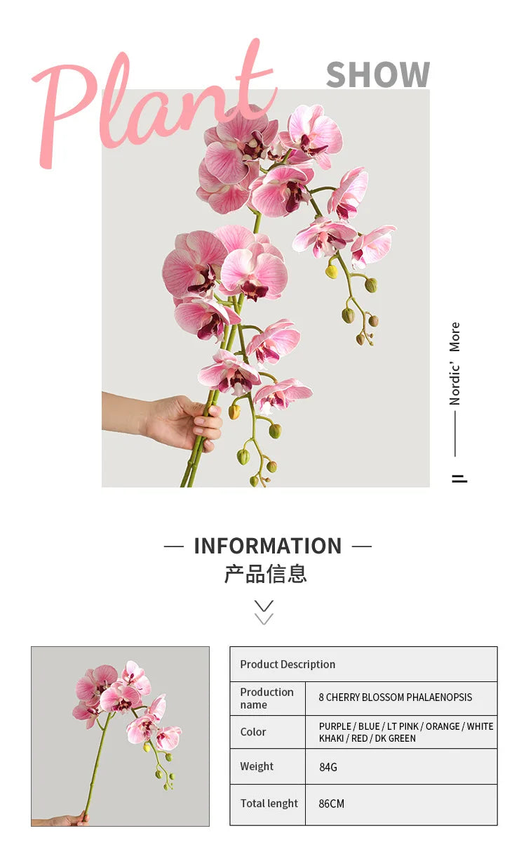 1 Stem Artificial Moth Orchid Butterfly Flower