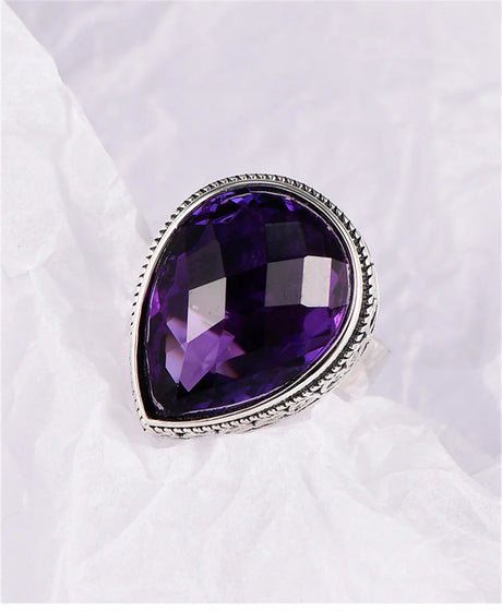 Tear of the Kraken S925 Sterling Silver Ring Waterdrop Amethyst