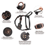 Genuine Leather Dog Harness Durable Large Dogs Riveted Pet Vest With Metal Accessories Medieval Cosplay