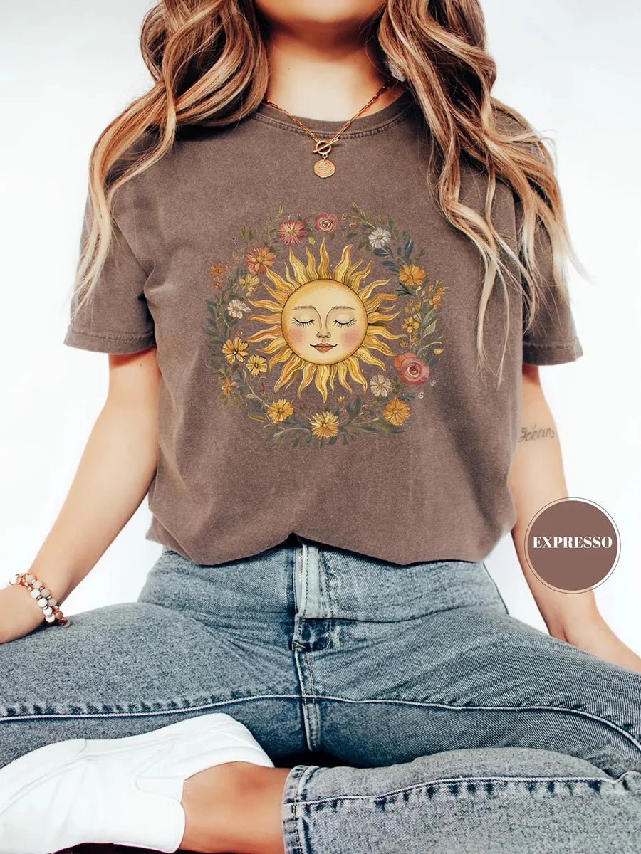 Celestial Sun Face T-Shirt
