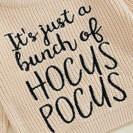 It's Just A Bunch Of Hocus Pocus Kids Baby Girls Boys Knit Sweater Embroidered Pullover 0-3T