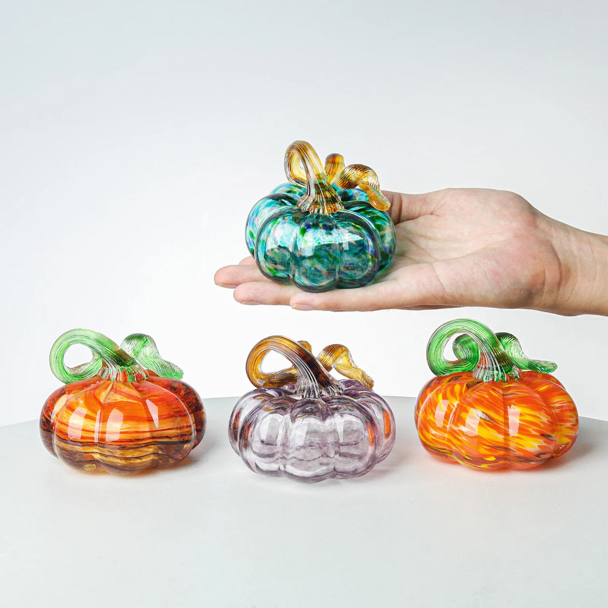 Handmade Blown Glass Pumpkin Ornament Fall & Harvest Thanksgiving Halloween Gift