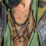 Men's Stacked African Stone Beaded Necklace Set Layered Bohemian Necklace