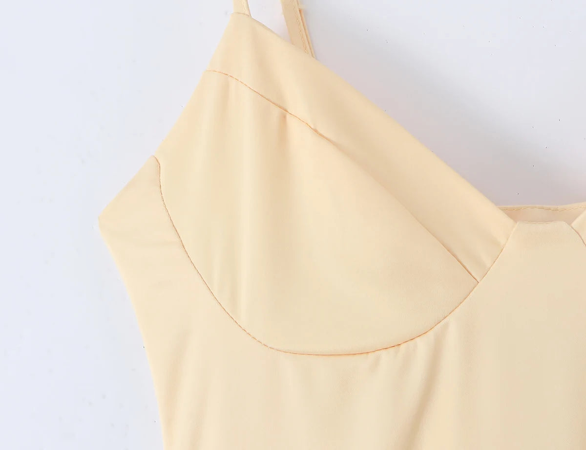Laced Back Satin Sling Slip Dress Layering Piece