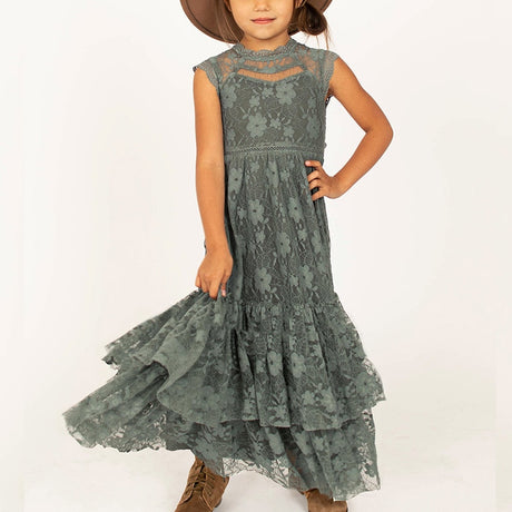 Girls Maxi Lace Chiffon Photoshoot Dresses For 3-15 Years