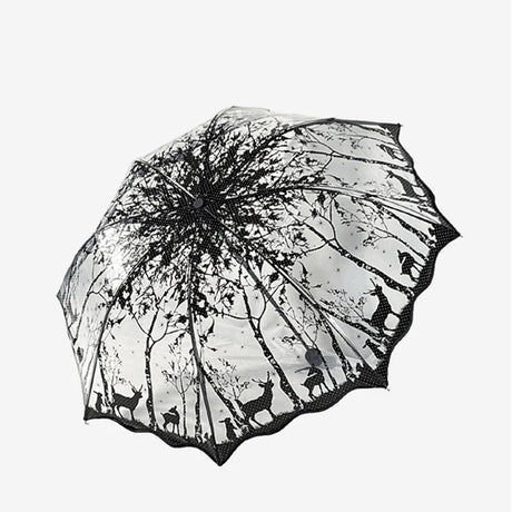 Forest Silhouette Transparent Umbrella PVC Umbrella