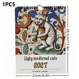 2027 Ugly Medieval Cats Wall Calendar 12 Months