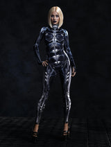 Nocturnal Enigma CyberPunk Armour Bodycon Jumpsuit Cosplay Costume Halloween Festival Fit Zentai Suit
