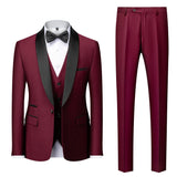 Mens Tuxedo Three Piece Suit Blazer with Trousers and Vest