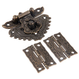 3pcs/set Antique Bronze Padlock Wood Box Latch Hasp Hinge Furniture Hardware