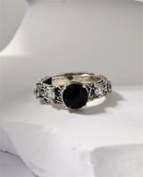Eternal Night Forest S925 Sterling Silver Ring Agate Zircon