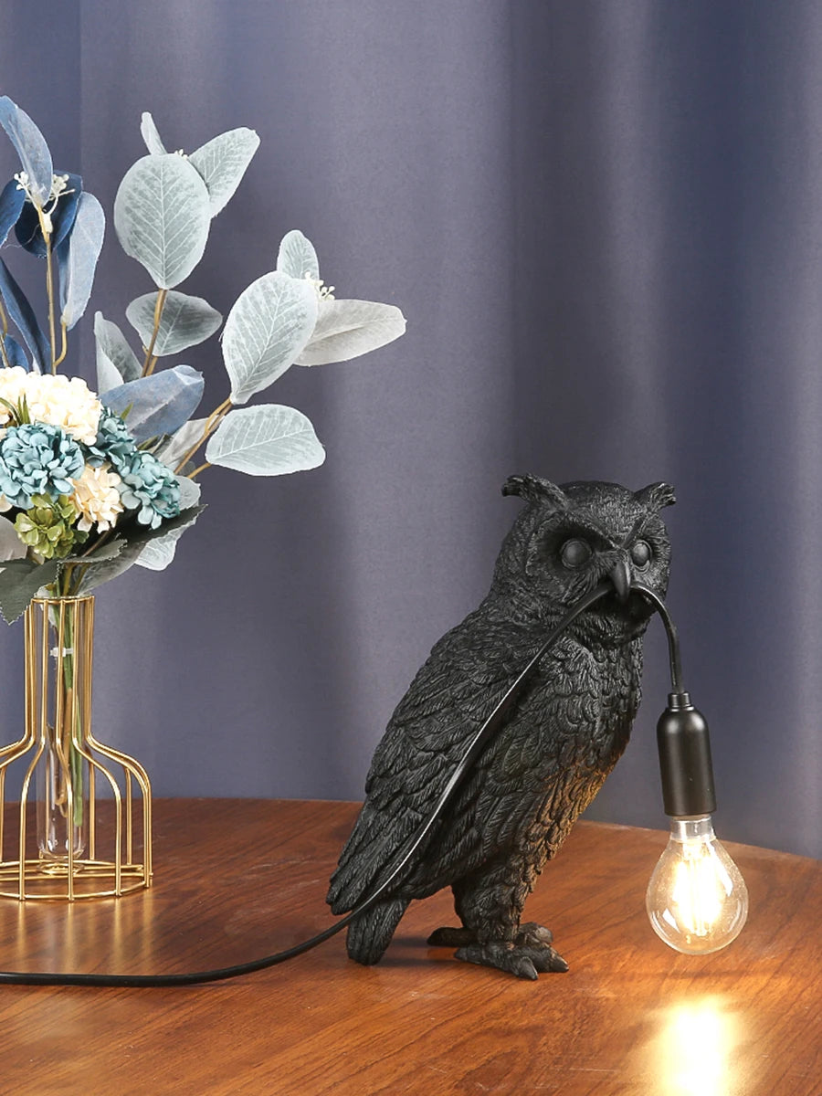 Owl Table Lamp Dark Academia Home Decor